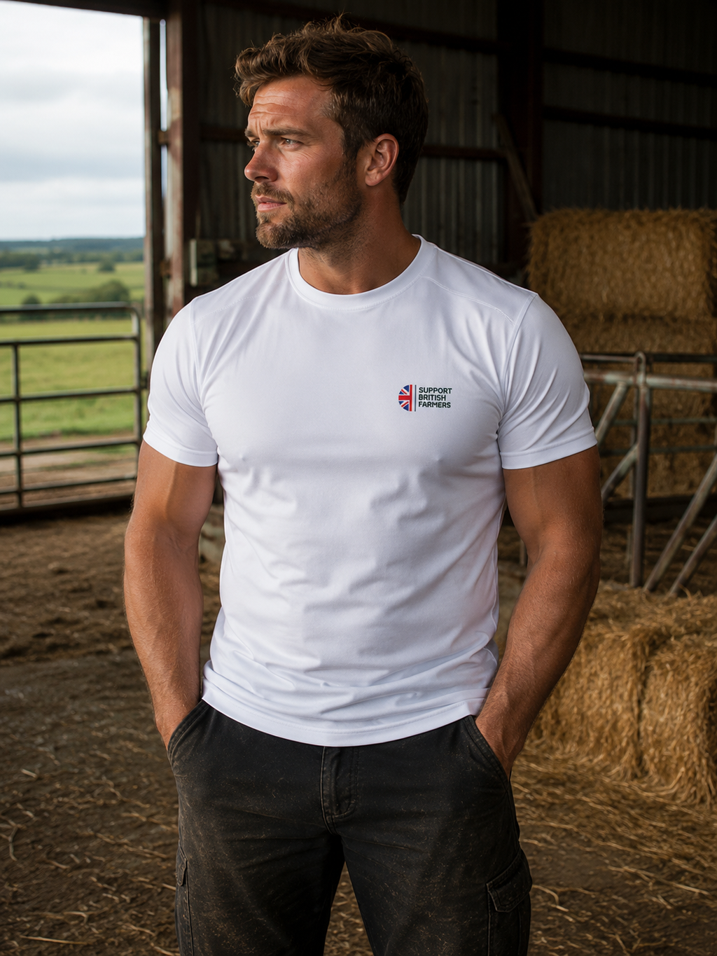 Mens TriDri Field Performance T-Shirt Green or White Support British Farmers