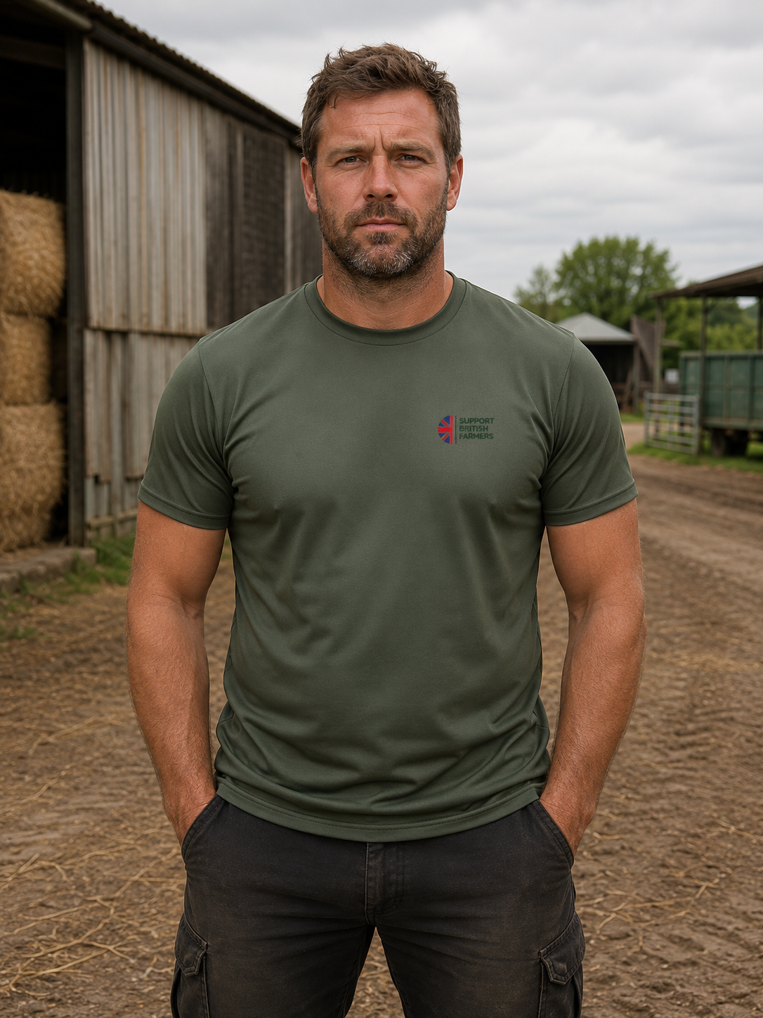 Mens TriDri Field Performance T-Shirt Green or White Support British Farmers