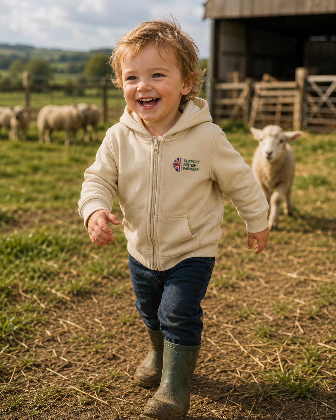 Baby Farmer Hoodie Embroidered Support British Farmers