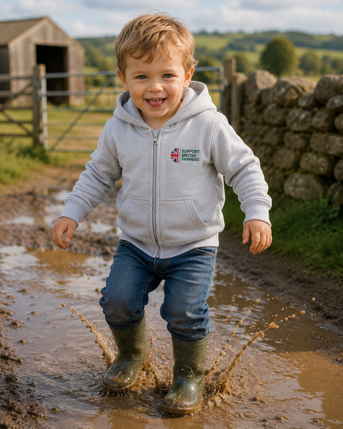 Baby Farmer Hoodie Embroidered Support British Farmers