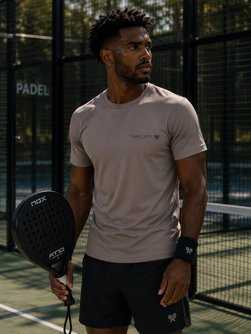 PADEL APEX - Mens Performance T-Shirt - Natural Stone