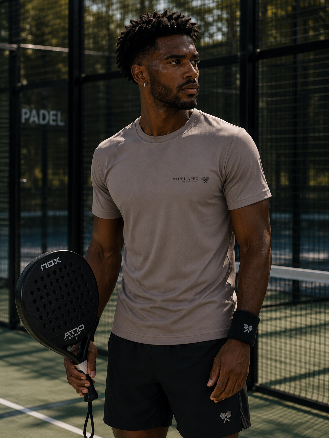 PADEL APEX - Mens Performance T-Shirt - Natural Stone