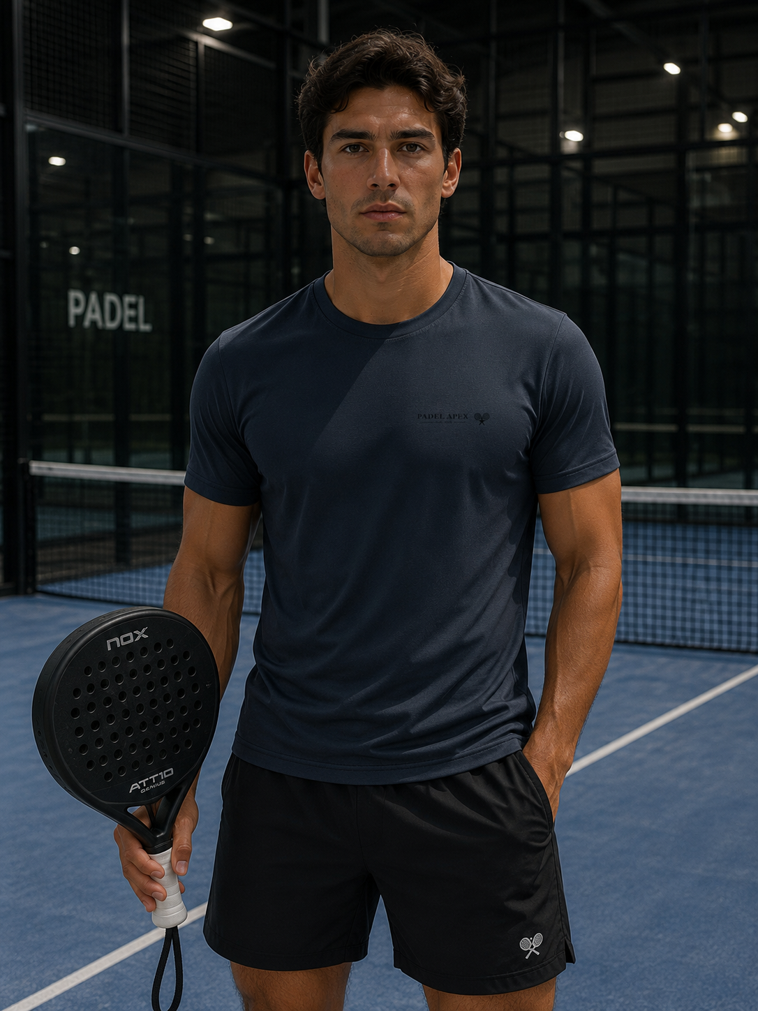 PADEL APEX - Mens Performance T-Shirt - Navy Charcoal