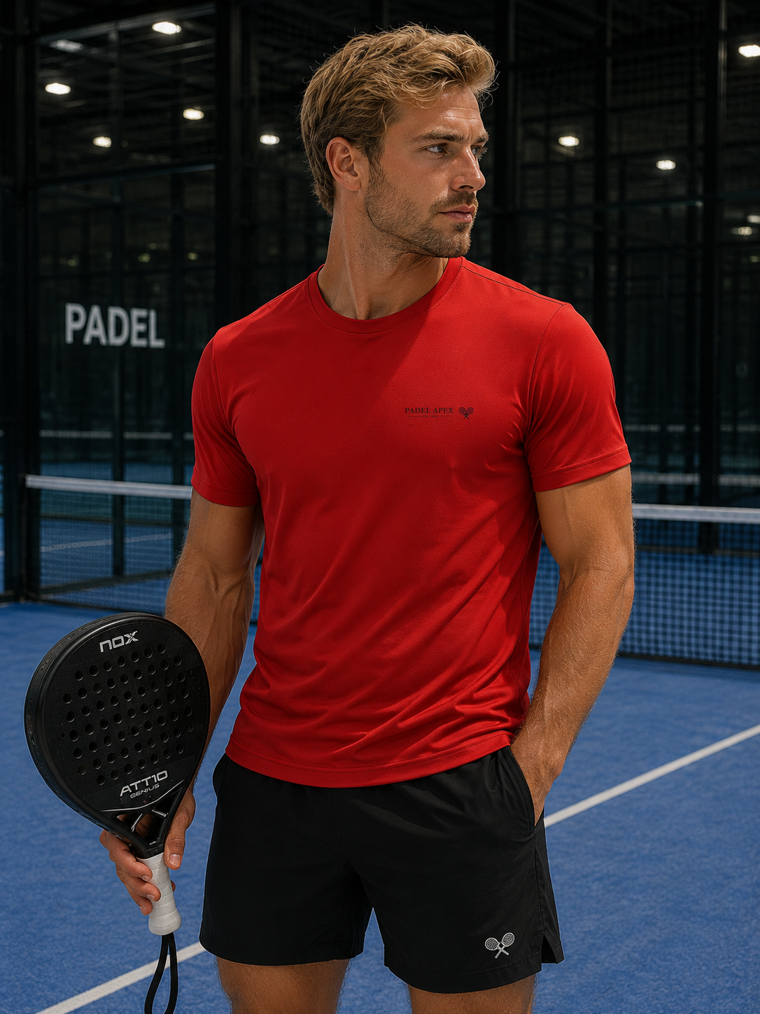 PADEL APEX - Mens Performance T-Shirt - Fire Red